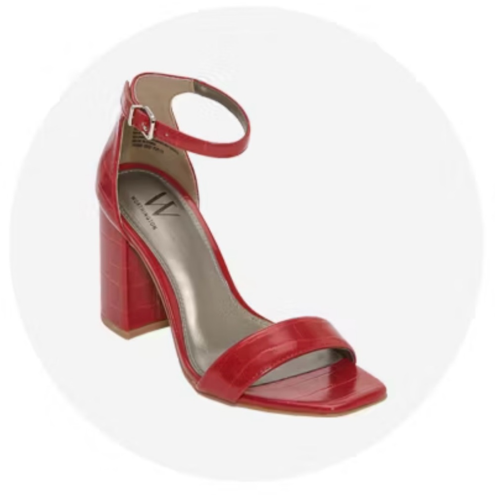 Worthington Red Croc-Embossed Block Heel Sandals